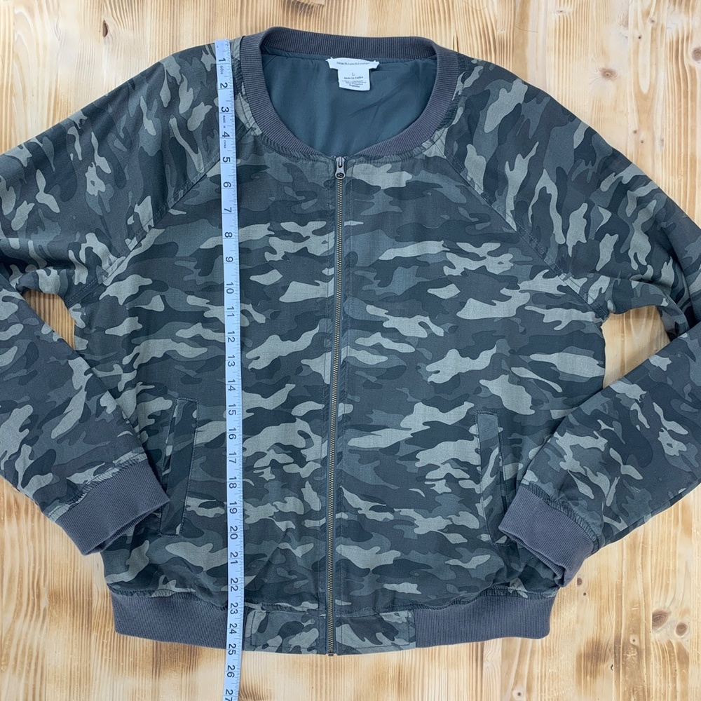 Beachlunchlounge Olive Green Camo Bomber Jacket Sz L - Picture 10 of 10